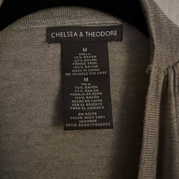 Chelsea & Theodore Fringe Grey Cardigan in size Medium..NWOT.. never been worn. - Picture 3 of 4